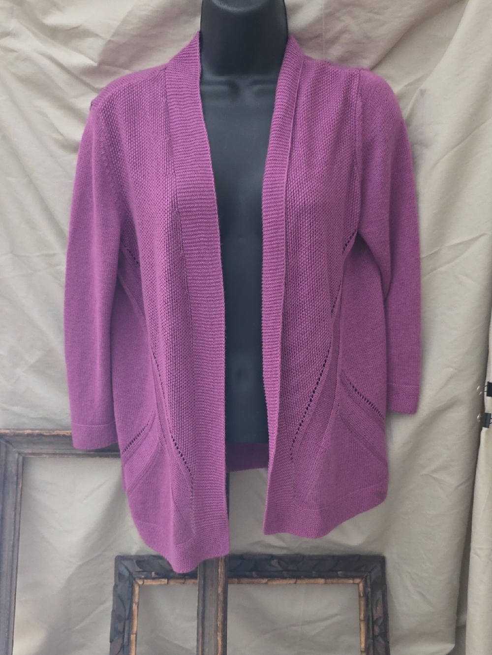 Worthington Open-Front Magenta Cardigan Sweater